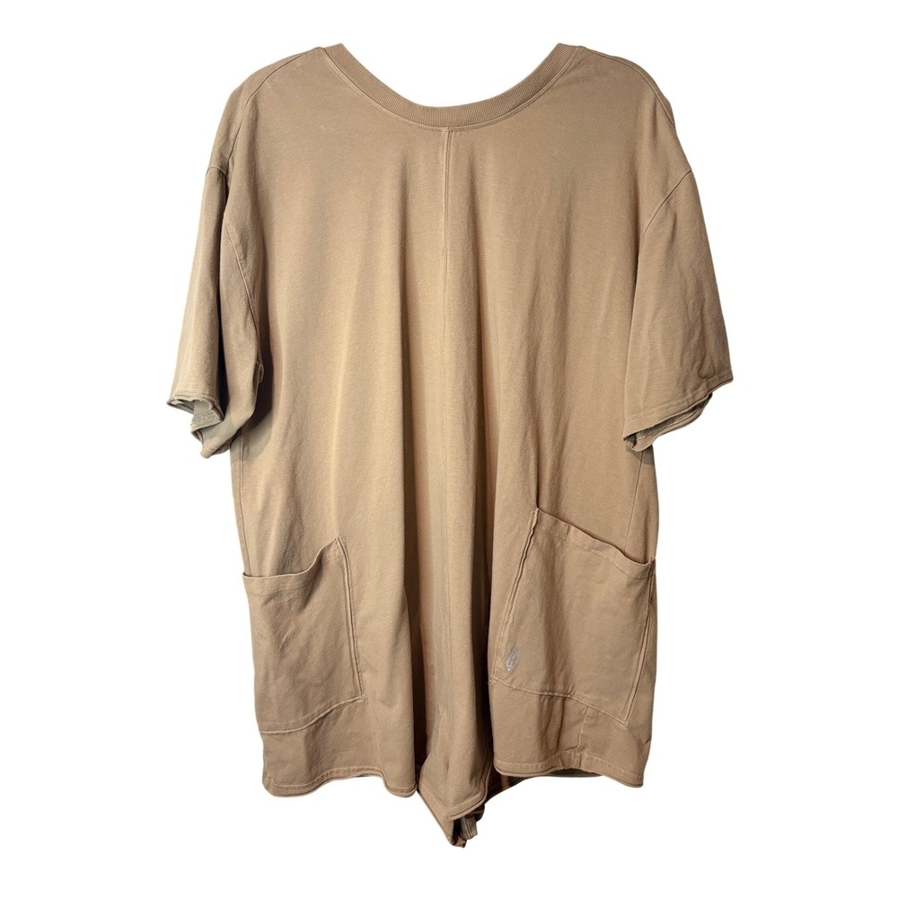 Free People FP Movement Hot Shot Shorts Romper Tan Taupe Medium Oversized